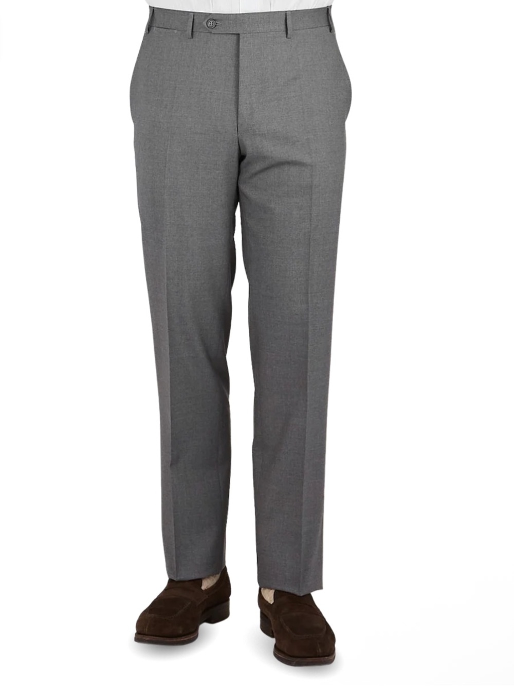 Nwt Canali Gray Tropical Wool Flat Front Trousers
